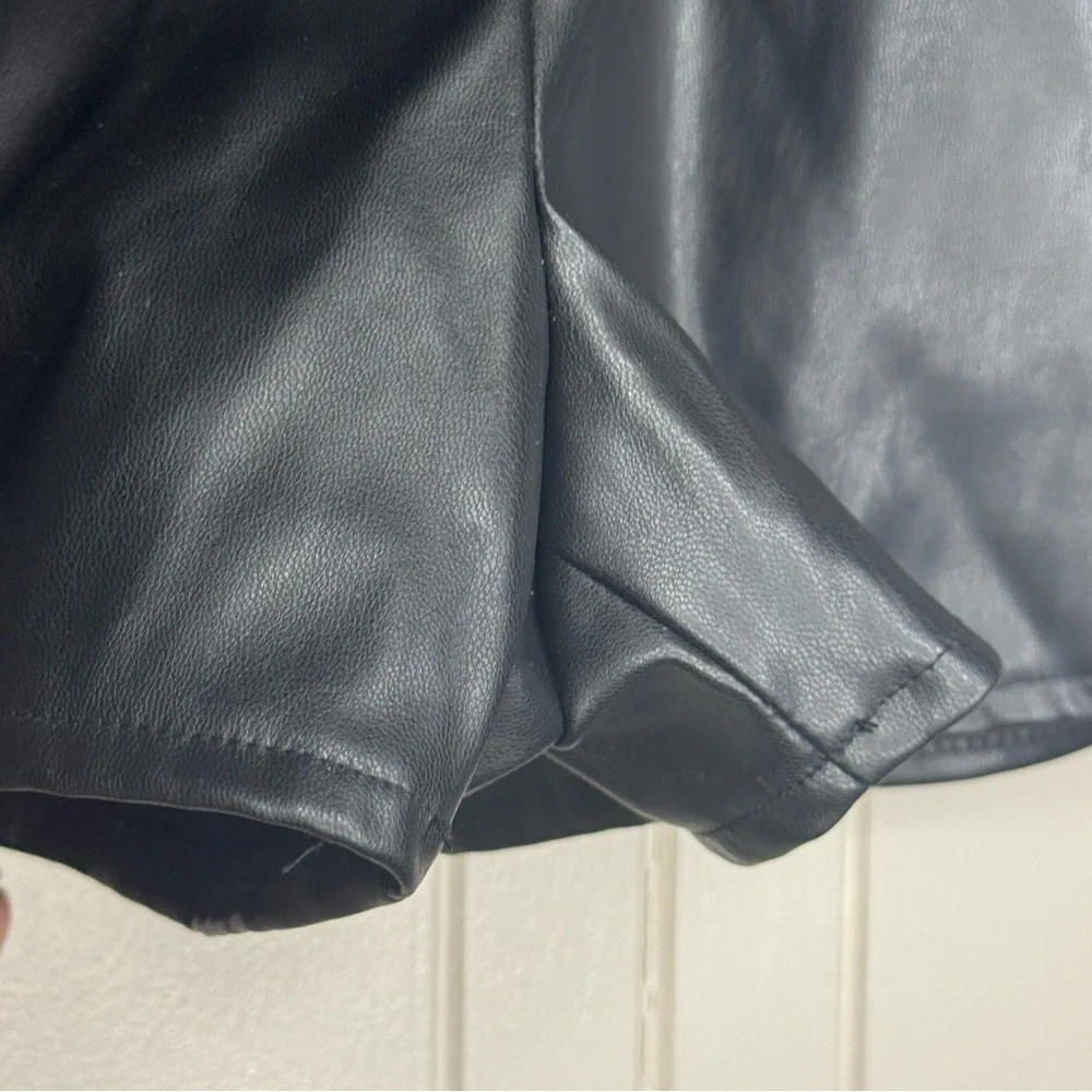 Black Faux Leather Girls Shorts